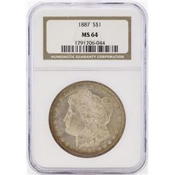 1887 $1 Morgan Silver Dollar Coin NGC MS64