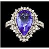 Image 2 : 3.45 ctw Tanzanite and Diamond Ring - 14KT White Gold