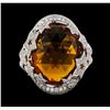 Image 2 : 14.00 ctw Citrine and Diamond Ring - 14KT White Gold