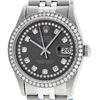 Image 1 : Rolex Mens Stainless Steel Dark Rhodium String Diamond Datejust Wristwatch