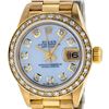 Rolex Ladies 18K Yellow Gold Mother Of Pearl Diamond President Wristwatch