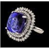 18.03 ctw Tanzanite and Diamond Ring - 14KT White Gold
