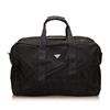 Prada Black Nylon Leather Double Handle Zipper Travel Duffle Bag