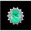Image 2 : 9.08 ctw Emerald and Diamond Ring - 14KT White Gold
