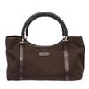 Gucci Brown Fabric Leather Trim Bamboo Shoulder Bag