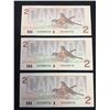 Image 2 : 1986 BANK OF CANADA $2 REPLACEMENT NOTES! 3 IN SEQUENCE!