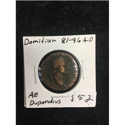 81-96AD ANCIENT ROME, BRONZE DUPONDIUS OF DOMITIAN!
