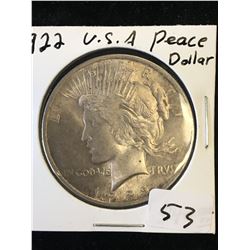 1922 USA PEACE DOLLAR!