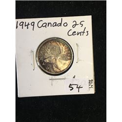 1949 CANADA 25 CENTS ! TONED!