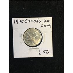 1945 CANADA 25 CENTS! NICE GRADE!