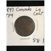 Image 1 : 1893 CANADA LARGE CENT! TRIPLE PUNCHED 9! RARE!!