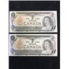 Image 1 : 1973 BANK OF CANADA $1 NOTES! 2 IN SEQUENCE! GEM UNC!