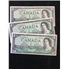 Image 1 : 1954 BANK OF CANADA $1 NOTES ..3 IN SEQUENCE