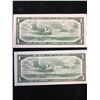 Image 2 : 1954 BANK OF CANADA $1 NOTES ..2 IN SEQUENCE