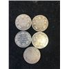 Image 1 : 1906-1936 CANADA 25 CENTS LOT OF 5 COINS!