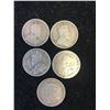 Image 2 : 1906-1936 CANADA 25 CENTS LOT OF 5 COINS!