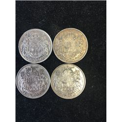 CANADA 50 CENTS LOT! 4 GEORGE VI COINS!