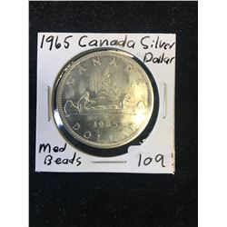 1965 (MED BEADS) CANADA SILVER DOLLAR!