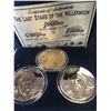 Image 2 : HIGHLAND MINT LAST STARS OF THE MILLENNIUM 3 COIN SET! 24K GOLD OVERLAY