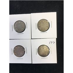 CANADA EDWRD VII 25 CENTS LOT OF 4 COINS!