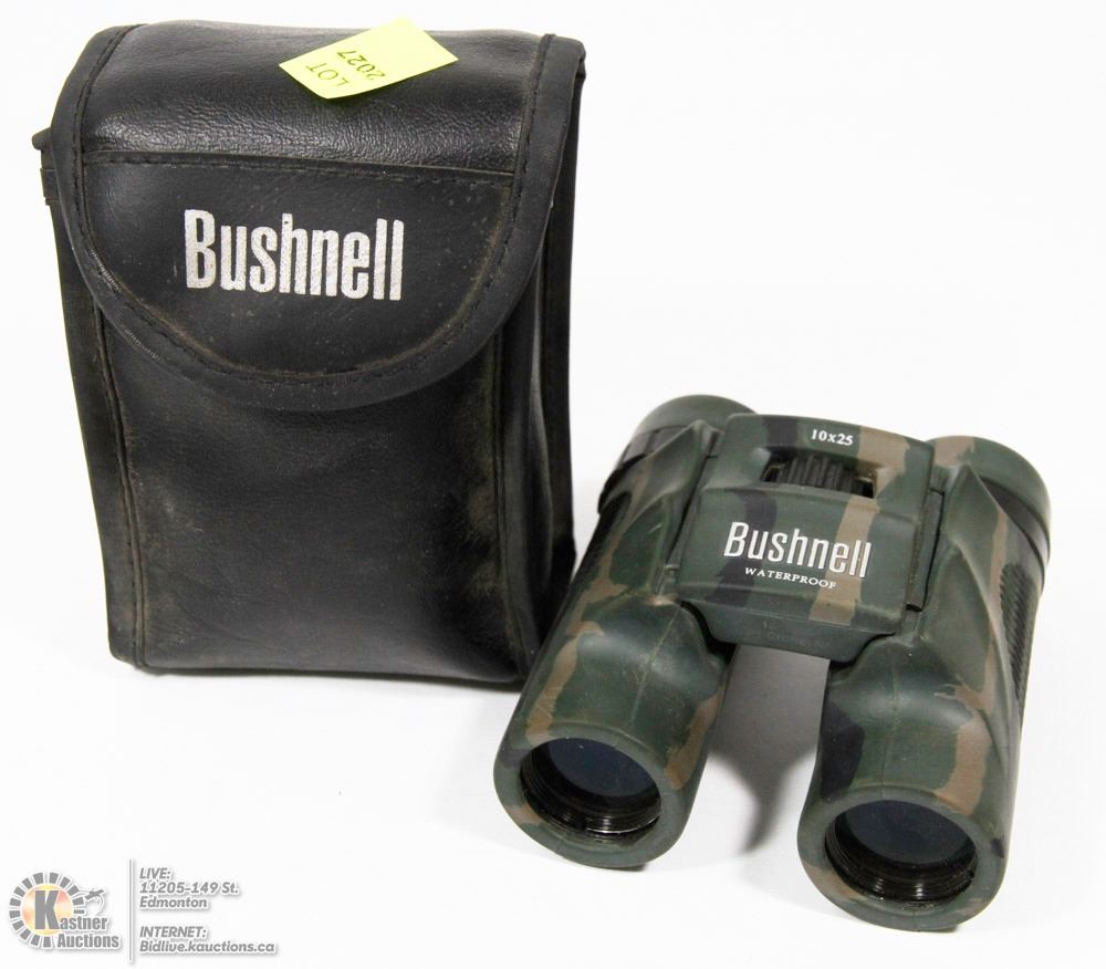BUSHNELL 10X25 WATERPROOF BINOCULARS IN CASE