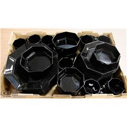 SET OF  BLACK OCTAGON DISHES MADE IN FRANCE