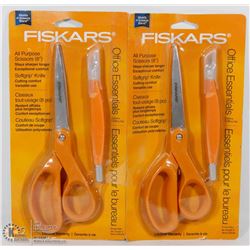 LOT OF TWO FISKARS 8" GENERAL USE SCISSORS &