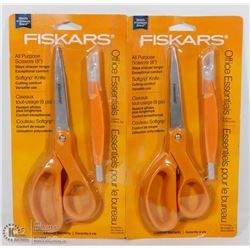LOT OF TWO FISKARS 8" GENERAL USE SCISSORS &