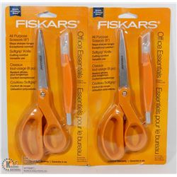LOT OF TWO FISKARS 8" GENERAL USE SCISSORS &