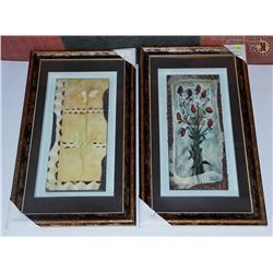 LOT OF 2 FLORAL SHADOW BOX PICTURES.