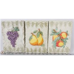 LOT OF THREE FRUIT THEMED WALL HANGINGS