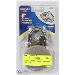 GORILLA LOCK 2" SHORT SHACKLE PADLOCK.
