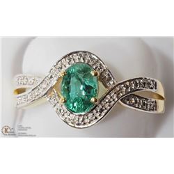 1) STERLING SILVER GOLD PLATED W/ EMERALD RING