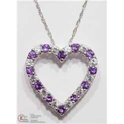 6) STERLING SILVER AMETHYST PENDANT W/ CHAIN