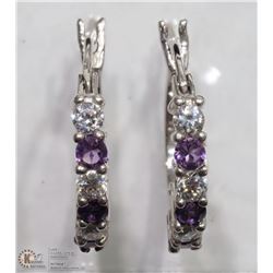 7) STERLING SILVER GENUINE AMETHYST EARRINGS.