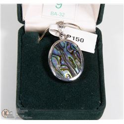 9) STERLING SILVER ABALONE NECKLACE WITH CHAIN