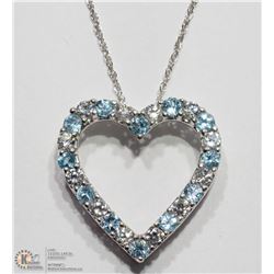 17) STERLING SILVER BLUE TOPAZ PENDANT NECKLACE