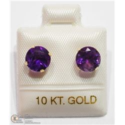 19) 10KT GOLD GENUINE AMETHYST EARRINGS