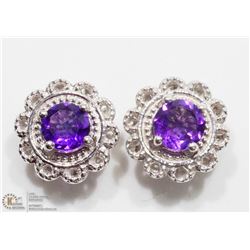 21) STERLING SILVER AMETHYST EARRINGS