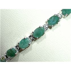 40) STERLING SILVER EMERALD TENNIS BRACELET
