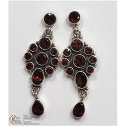 43) SILVER GENUINE GARNET EARRINGS