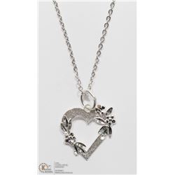 47) STERLING SILVER HEART SHAPED PENDANT NECKLACE
