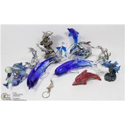 ESTATE BOX W/COLLECTION OF DOLPHINS