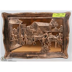FRAMED COPPERCRAFT STAGE COACH & INN SCENE