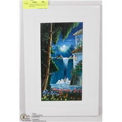 HAND PAINTED WATERFALL SCENE ON HANGING TILE