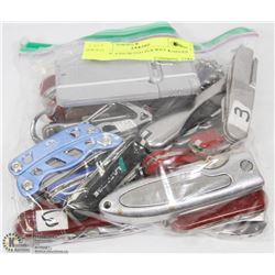 BAG OF ASSORTED POCKET KNIVES