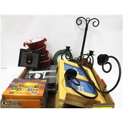 BOX WITH WALL SCONCE CANDLE HOLDERS WITH SHADES