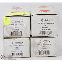 4 CASES OF ASSORTED WALL ANCHORS