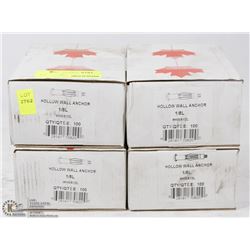 4 CASES OF ASSORTED WALL ANCHORS