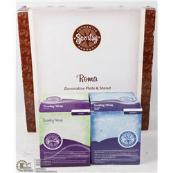 SCENTSY DECORATIVE PLATE & 2 SCENTSY CANDLE WRAPS